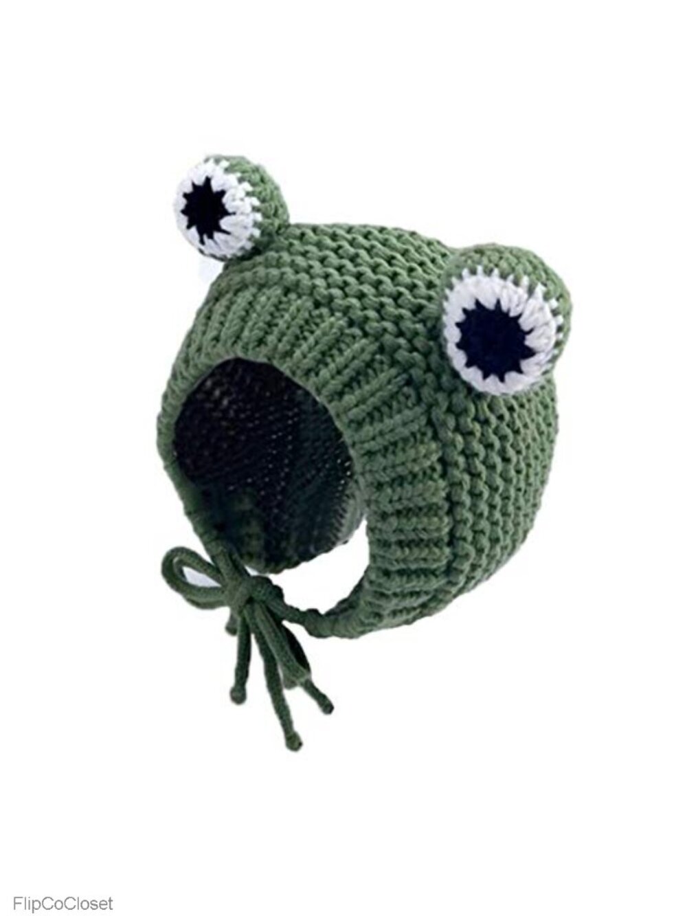 Kids Knitted Beanie Hat Cute Frog Cartoon Winter Warmer Cap Big Eyes